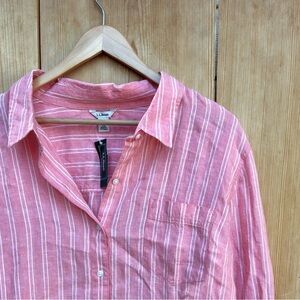 L.L. Bean Women’s NWT Striped Linen Blouse Sz 3X